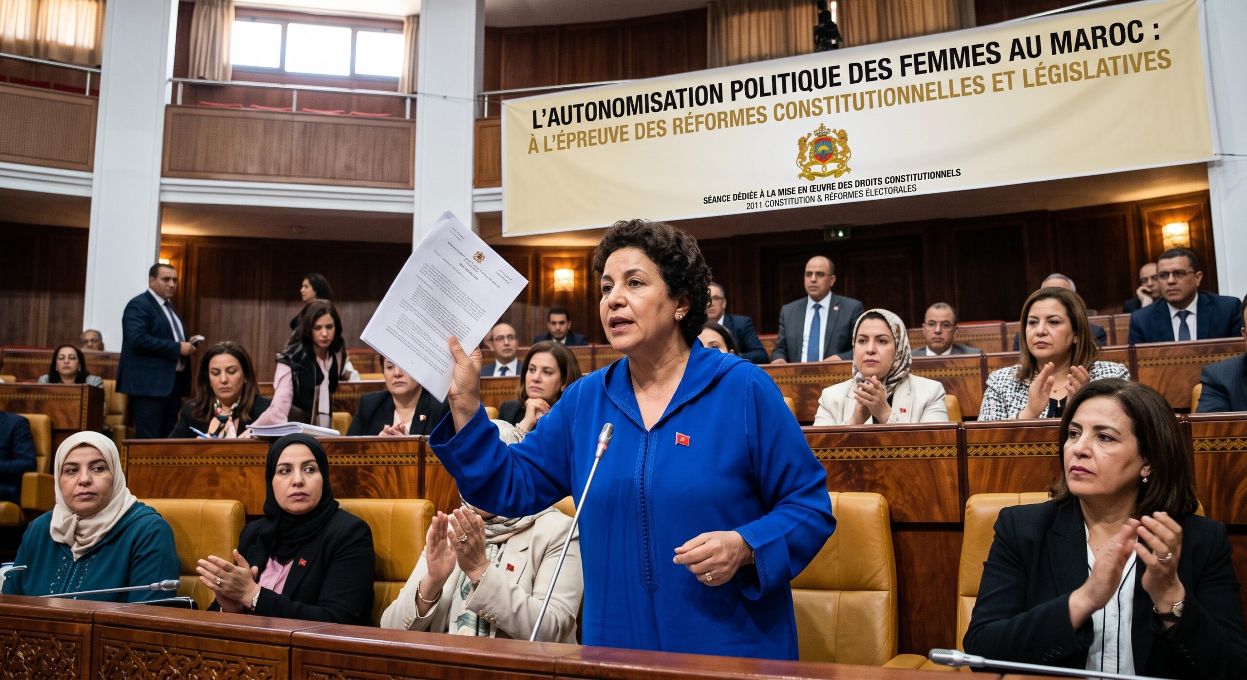 L’AUTONOMISATION POLITIQUE DES FEMMES AU MAROC A L’EPREUVE DES REFORMES CONSTITUTIONNELLES ET LEGISLATIVES 1 Gemini Generated Image igc09wigc09wigc0 scaled